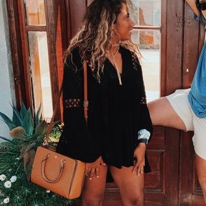 Fringe Black long sleeve top